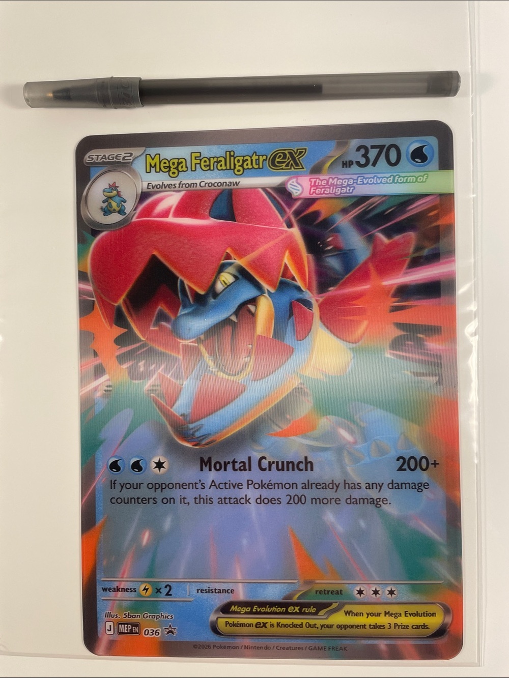 Jumbo Lenticular Pokemon Mega Feraligatr EX Holo — Blue & Red Artwork